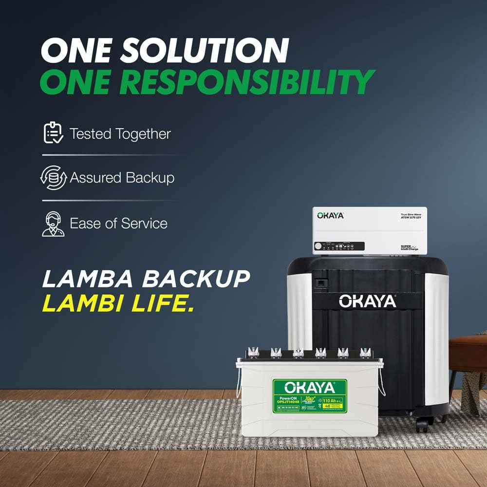 Okaya Inverter & Battery with Trolley Combo for Home,Office